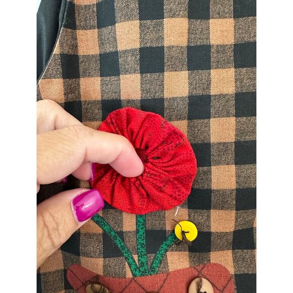 Handmade Cat Checked Plant Vest M L Texture Boho Festival Art - Picture 4 of 9